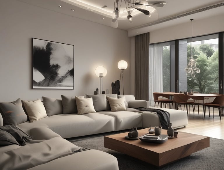 An elegant living room featuring custom furniture.