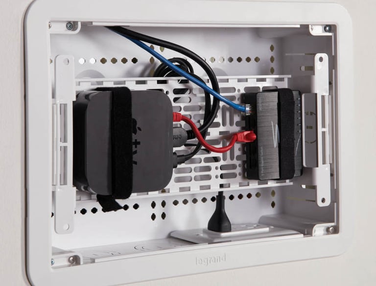 MountMyTV uses a Sanus in-wall cable management box installation in a London home.