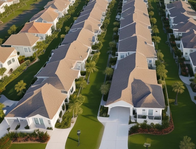 A property manager inspecting a house with a clipboard in hand.