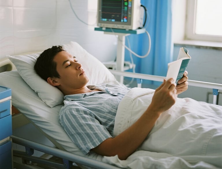 Pessoa com doença incapacitante descansando no hospital