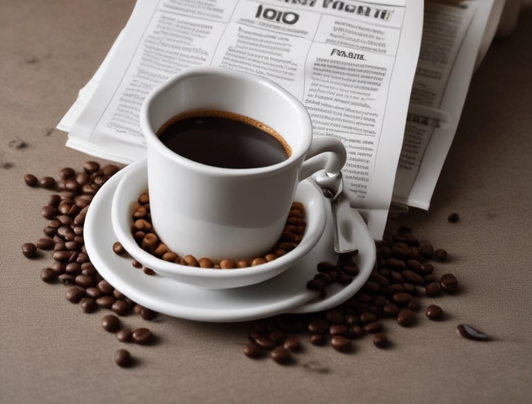 A steaming cup of coffee with a muffin on the side.