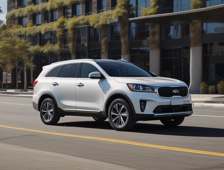 A bright convertible car ready for a sunny day adventure.