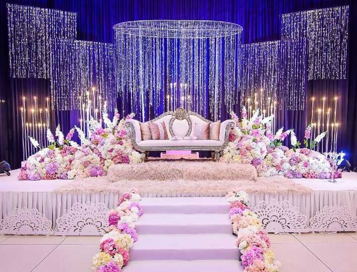 a stage with a couch and a couch