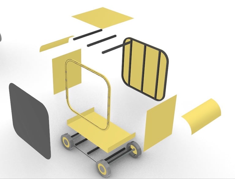 Bapsule : Modern metal food pop-up shop with open counter.