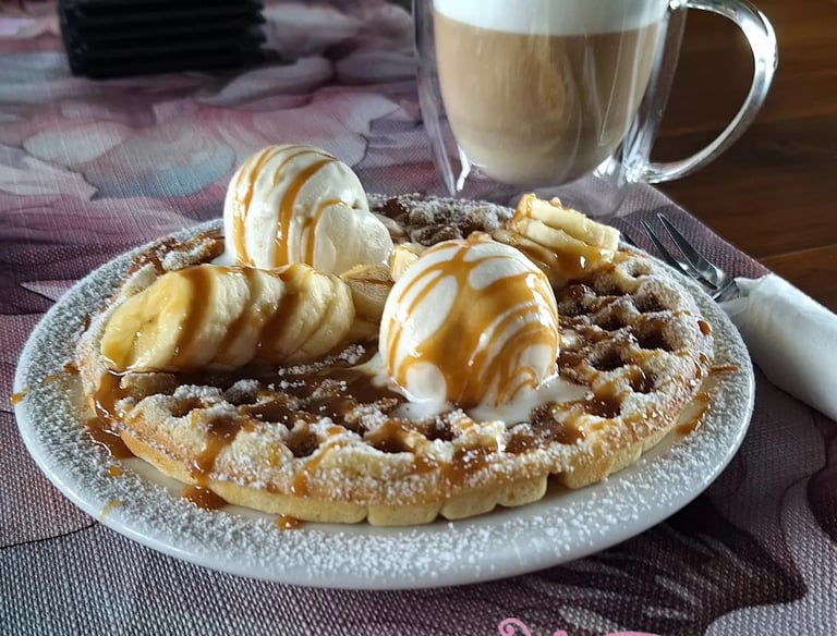 waffle with cappucino 1877 doughnut bar
