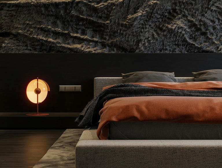 HotelArt: Μίνιμαλ Υφασμάτινο Κρεβάτι - Black & Orange - Ξενοδοχειακός Εξοπλισμός Υφασμάτινα Κρεβάτια