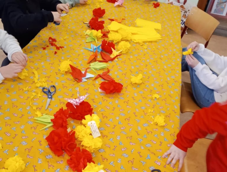 activité manuelle pour une classe d'élèves relevant de l'enseignement de type 1