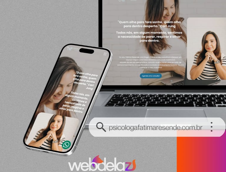 Notebook e celular mostrando uma Landing Page