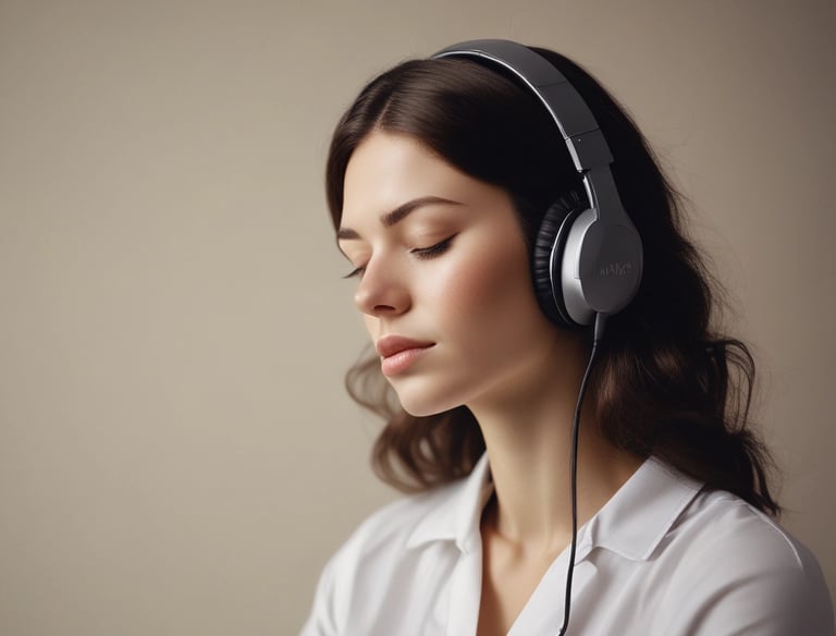 a woman with headphones and a headset