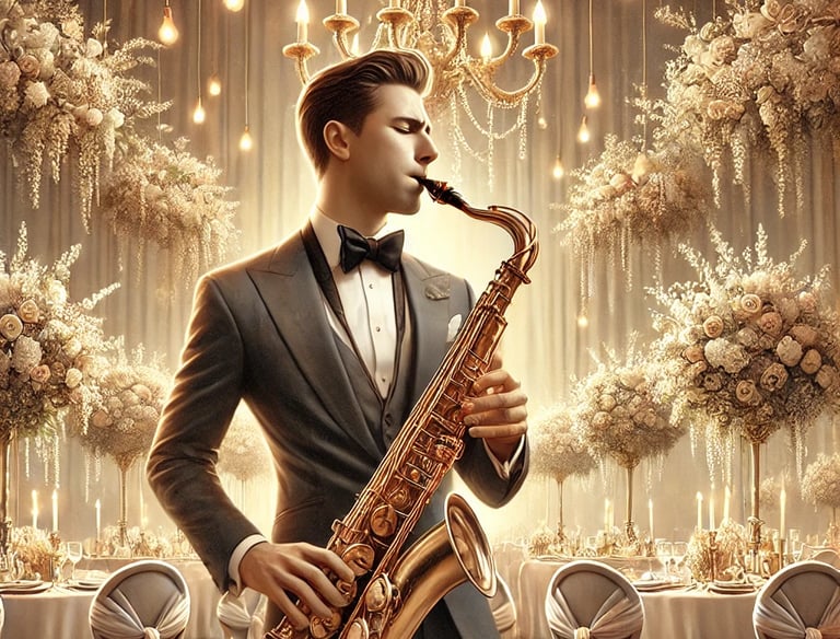 Saxophonist playing in a wedding party in Paris, France