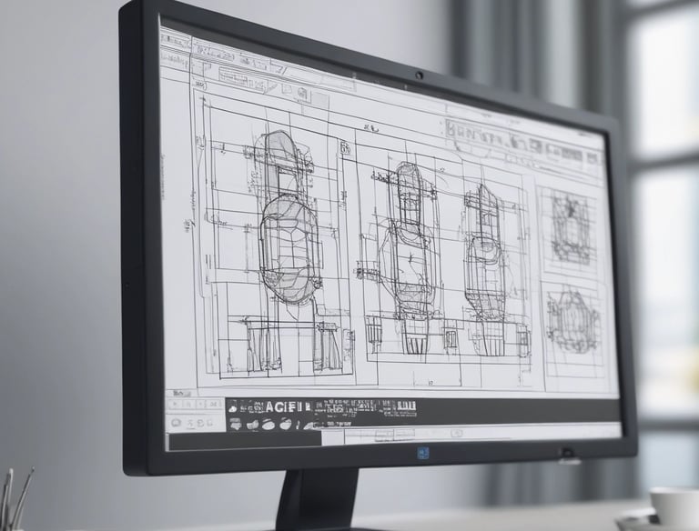 A vibrant collection of colorful 3D printed prototypes displayed on a shelf.