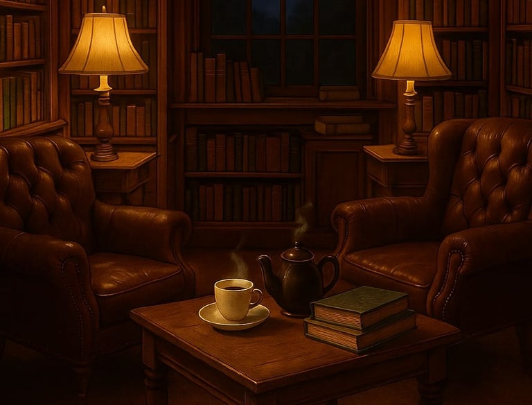 a table with a lamp and a lamp on it