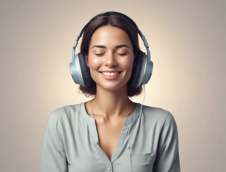 a woman with headphones and headphones on