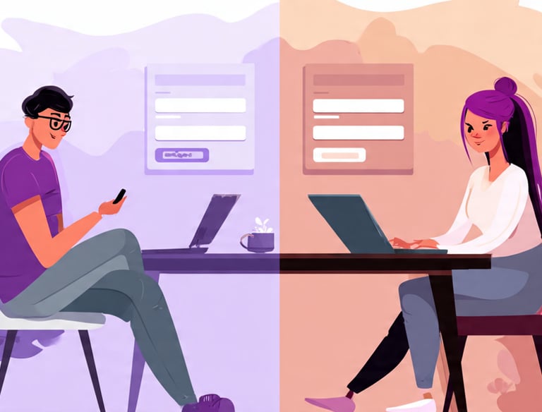 Vector illustration of people filling out an online form to request a cash offer.