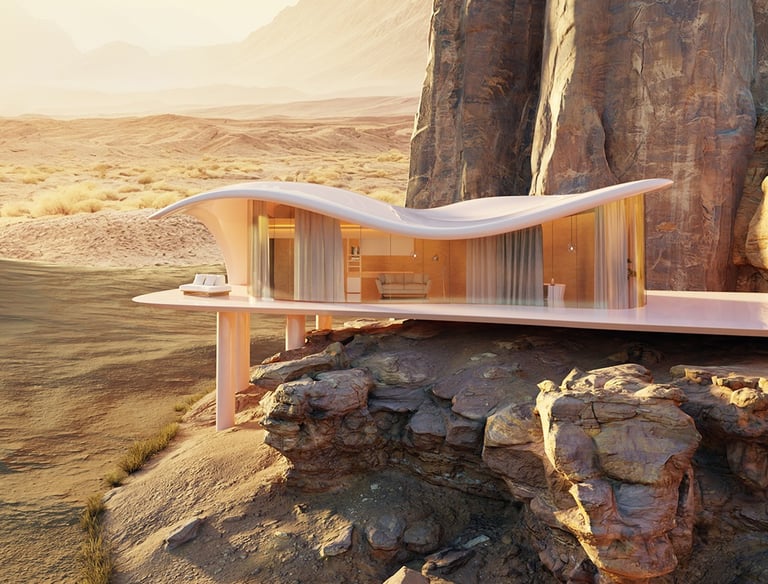 3D render of a conceptual desert house 