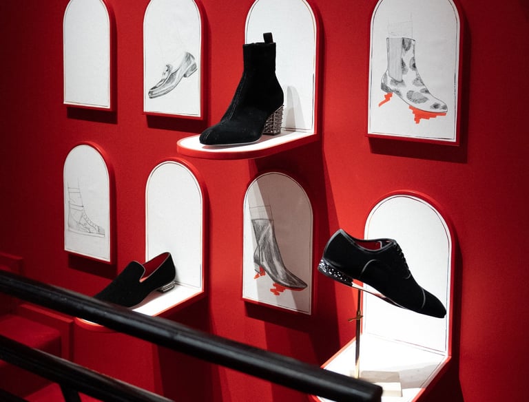 Photographie événementielle d'une chaussure pour femme dans une boutique Christian Louboutin