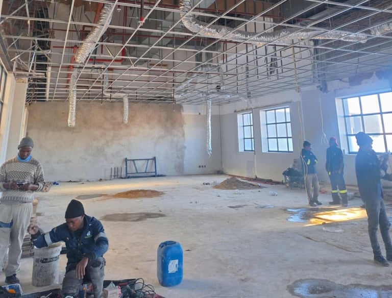 Completion of suspended ceiling grid work for commercial renovation project, North riding, Randburg