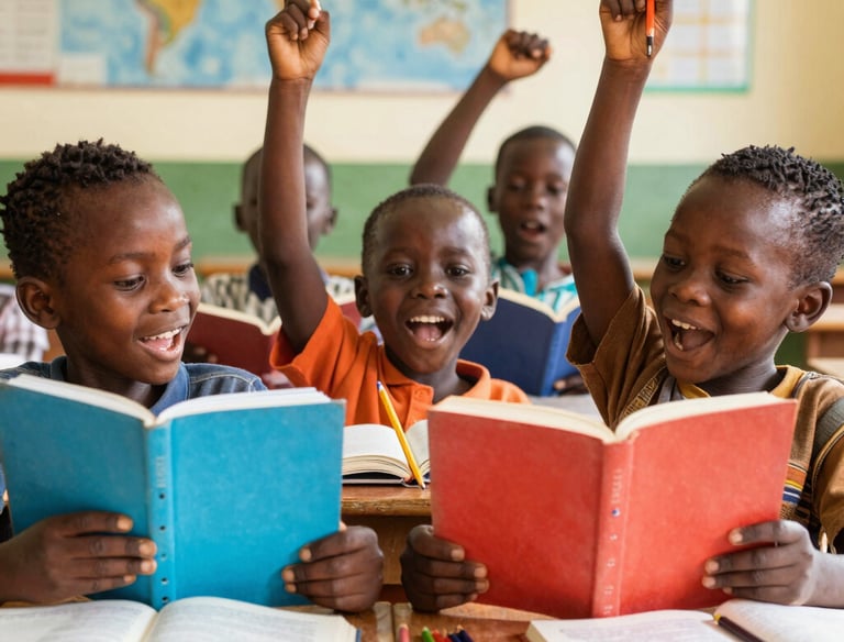 Volunteers planting trees in a community park on a sunny day.