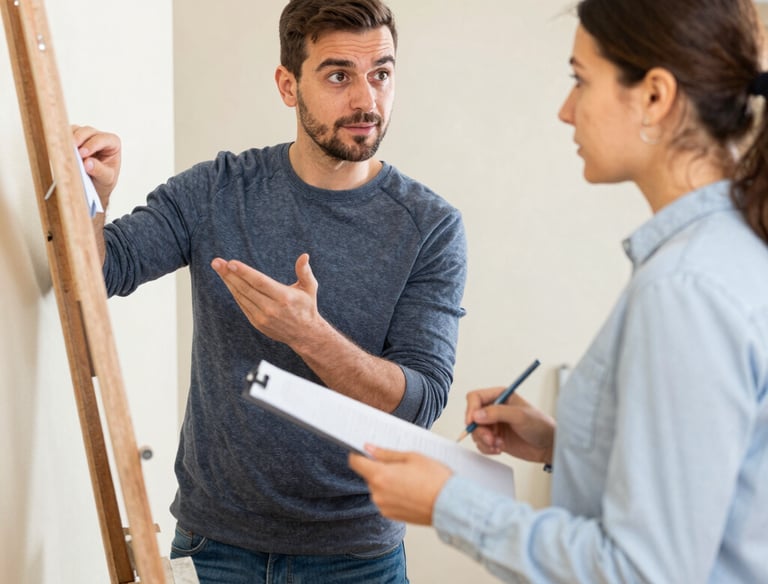 Construction workers collaborating on site with safety helmets and equipment.