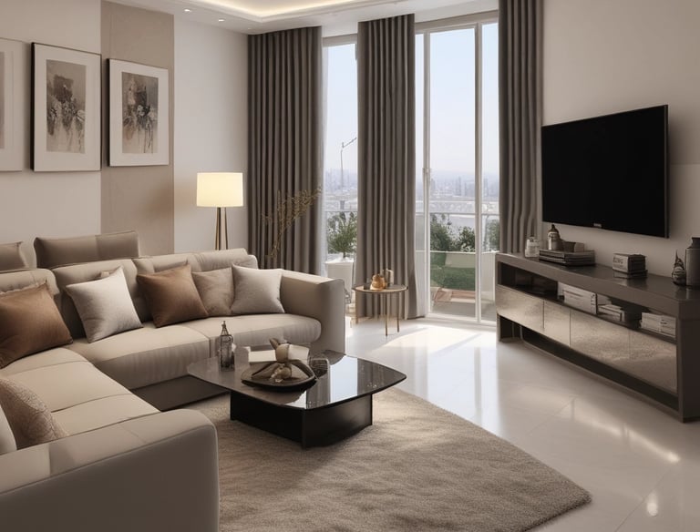 Elegant modern home entrance with a white door in Casablanca.