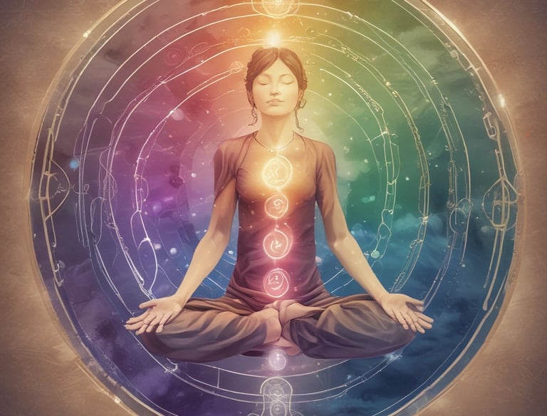 Peaceful meditation session in a softly lit room with incense and cushions.