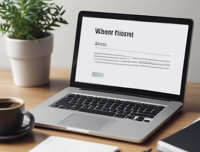 A clean, modern one-page website layout on a laptop screen.