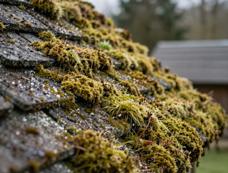 Close-up of a driveway being pressure washed, water spraying over concrete.