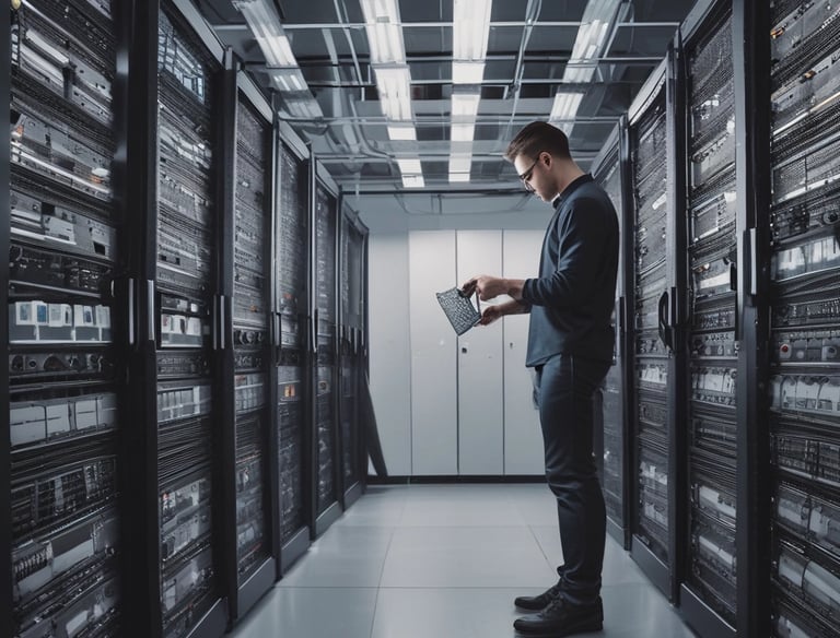 A friendly technician helping a small business owner with computer setup.