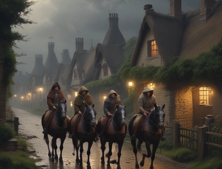 A bustling city scene showing strange villages and mysterious inhabitants.