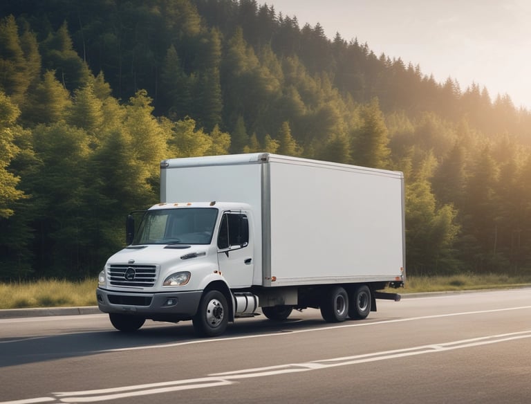 A delivery van parked outside a small business, ready for local drop-offs.