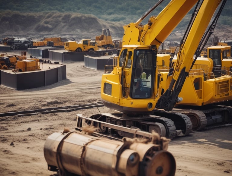Industrial machinery being installed at a large infrastructure site.