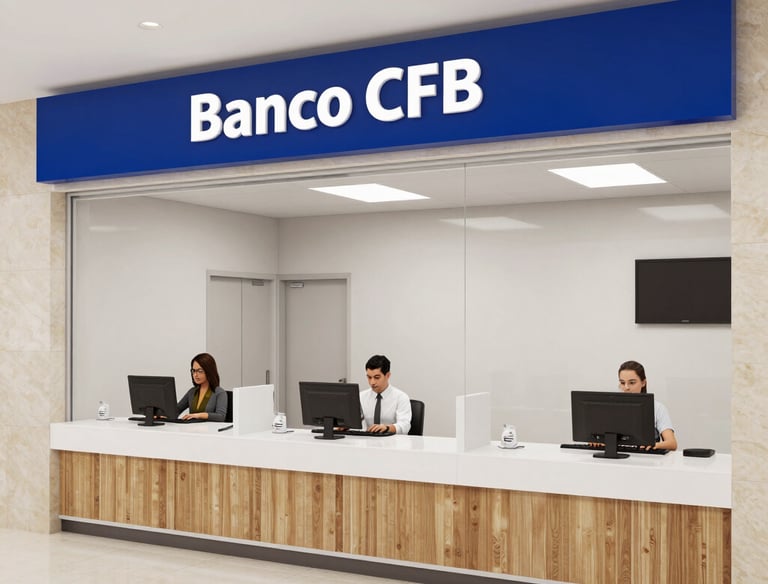 Young professionals collaborating in a modern banking office environment.