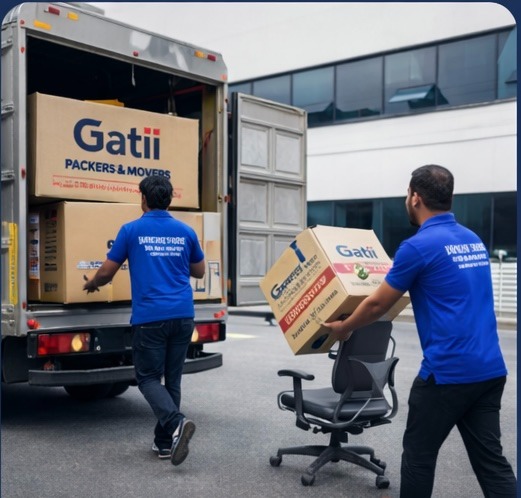 Office relocation services in Chandigarh with professional movers handling furniture and equipments