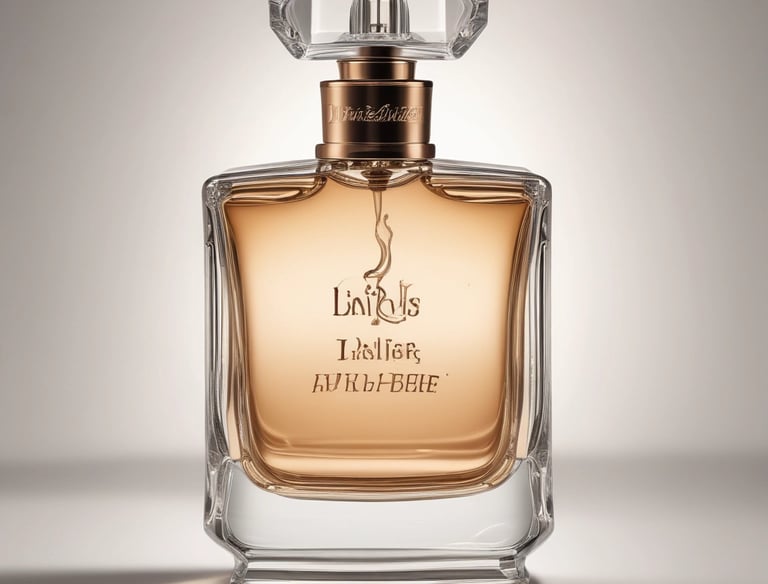 Close-up of a luxurious oriental perfume bottle with rich amber tones.