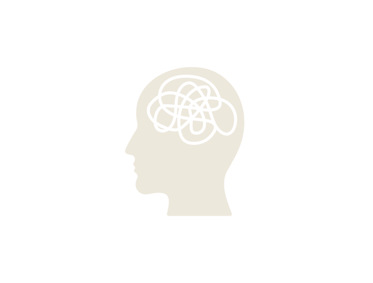 silhueta humana de perfil com símbolo abstrato no meio do crânio