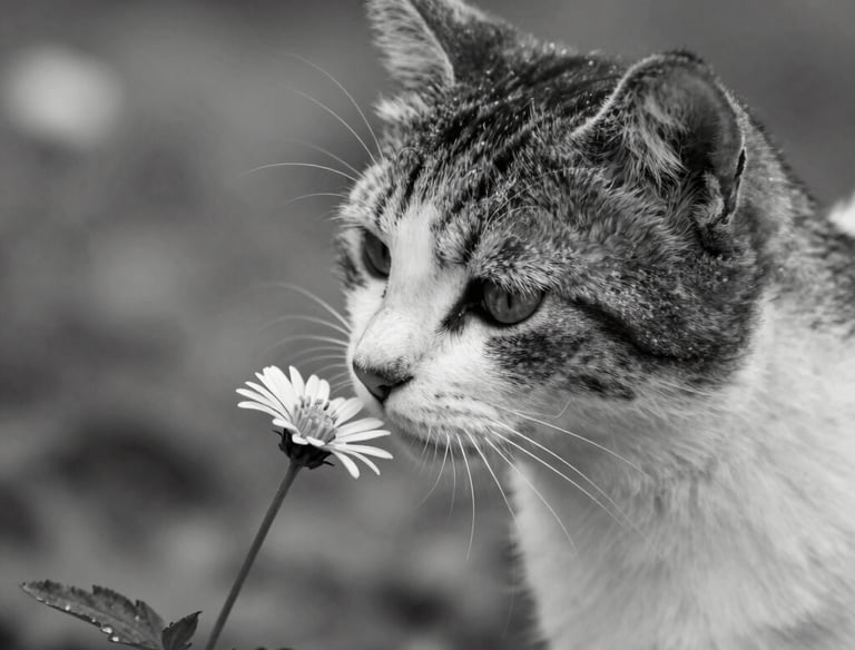 A caring veterinarian softly comforting a cat while sitting beside its owner on a couch.