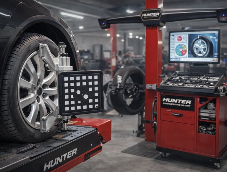 <img src="wheel-care.jpg" alt="Car wheel alignment machine performing 3D wheel balancing in service 