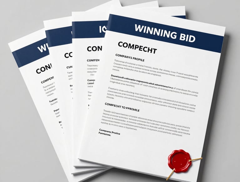 Close-up of hands typing on a laptop with tender forms on screen.