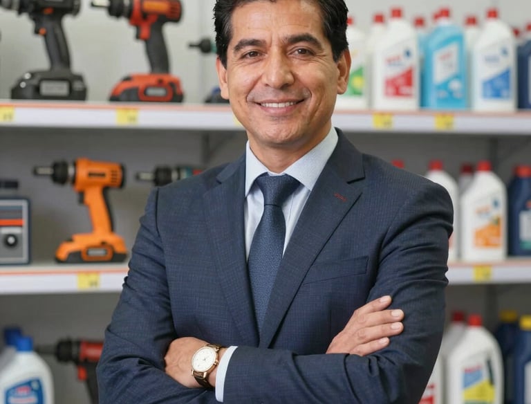 Delivery truck loaded with assorted hardware and cleaning supplies.