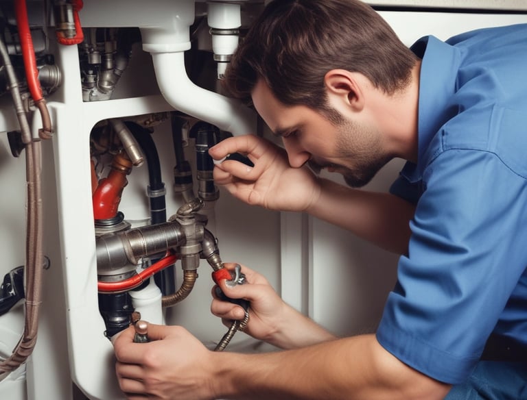 a man riding a skateboard down a street next to tall buildings