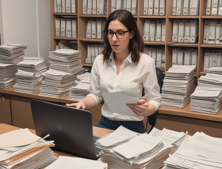 HR manager reviewing OPCO funding documents in a bright French office.