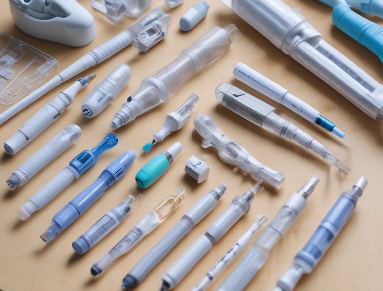 A neat display of mesotherapy products alongside aesthetic consumables.