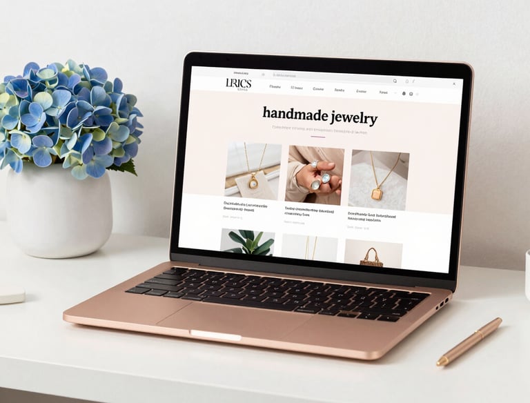 A colorful workspace with sketches and a laptop showing a vibrant website design.