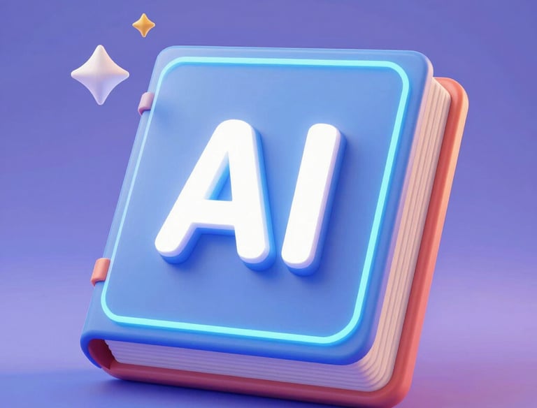 3D cartoon robot intently reading a glowing digital book filled with location data.