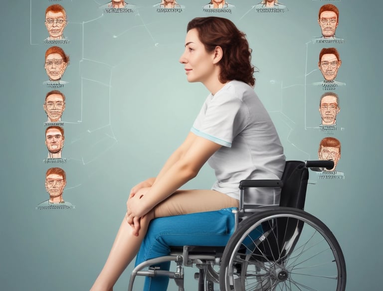 Stroke survivor practicing walking with support in a rehabilitation center.