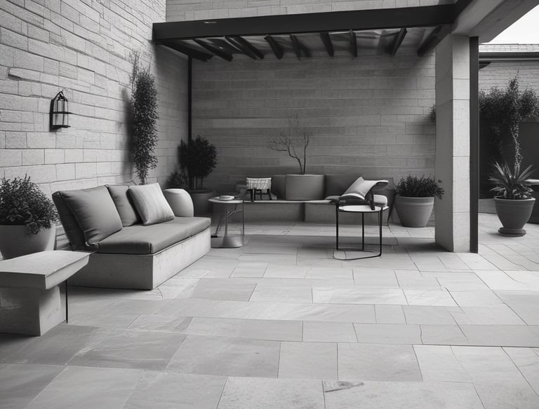 Close-up of hands laying stone pavers in a neat pattern.