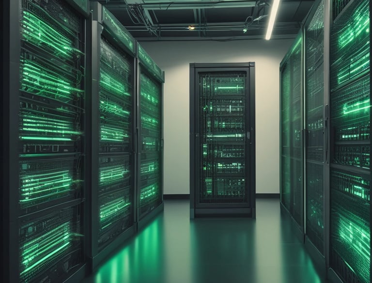 Technician configuring a modern IT infrastructure in an office environment.