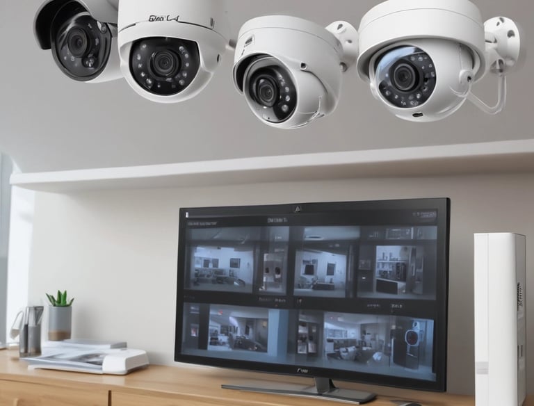 CCTV cameras installed on a building exterior for surveillance.