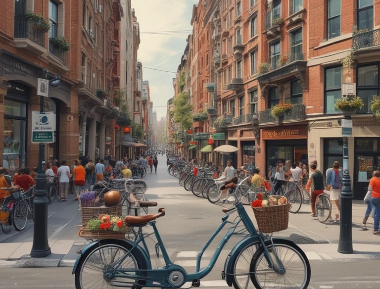 A sleek dark blue car parked in front of a modern building, symbolizing vehicle insurance.