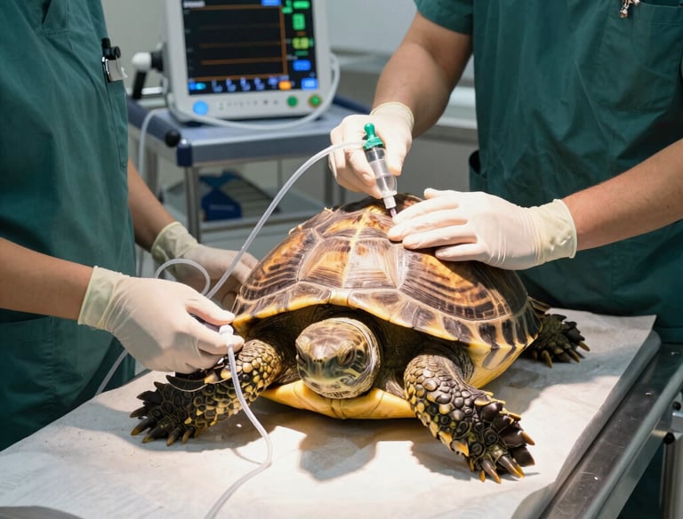 Veterinarian examining a colorful exotic bird in a bright clinic room.